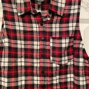 Women’s sleeveless cropped Plaid flannel shirt
